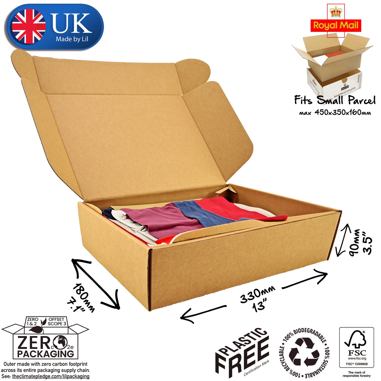 33x18x9cm Cardboard Postal Box for clothes