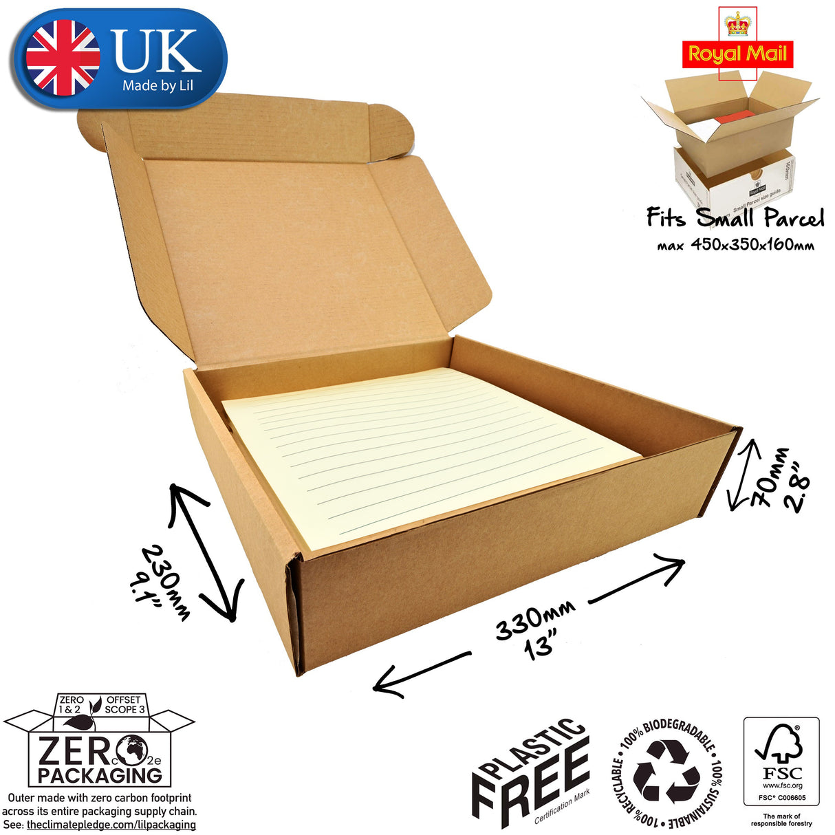 33x23x7cm Cardboard Postal Box for notebooks