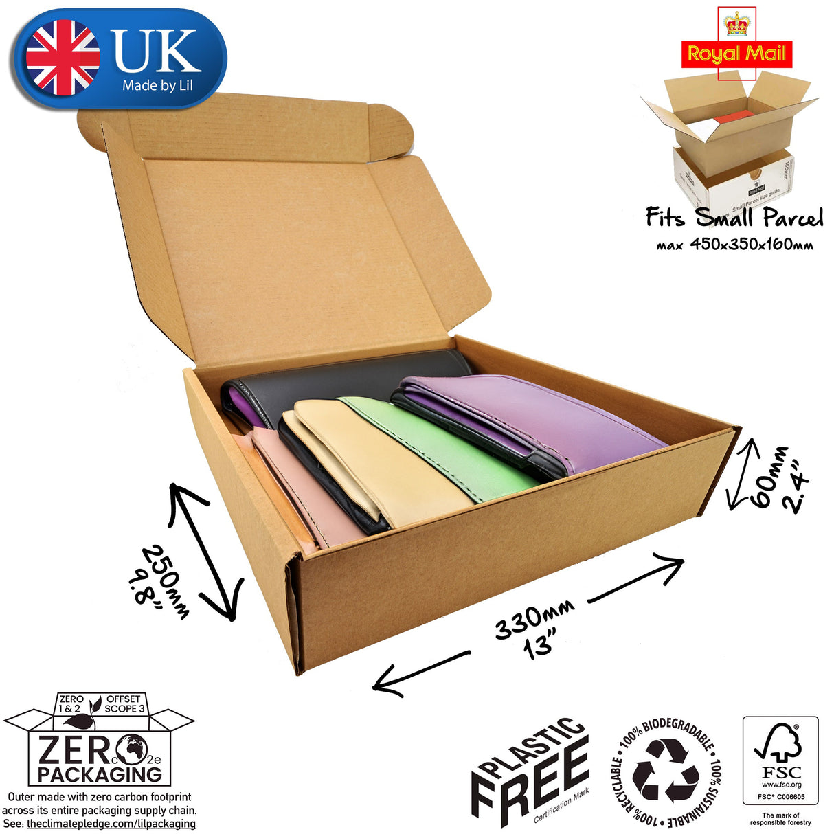 33x25x6cm Cardboard Postal Box for wallets