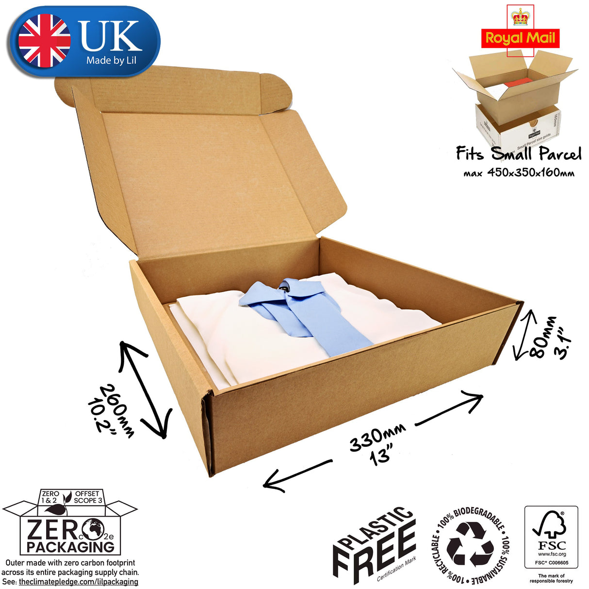 33x26x8cm Cardboard Postal Box for clothes