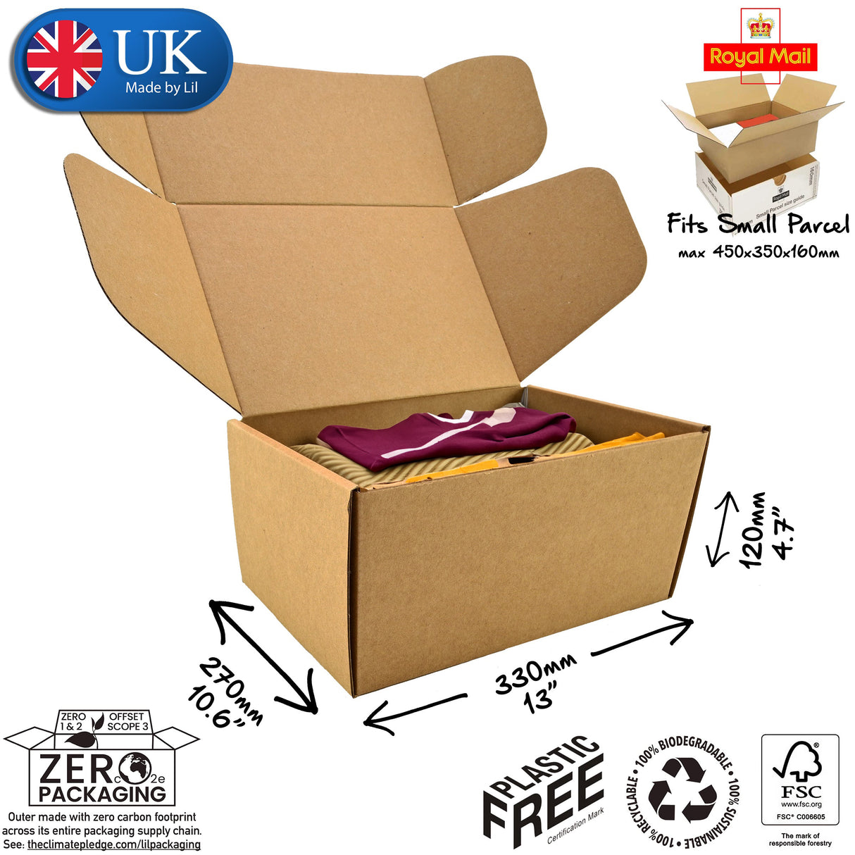 33x27x12cm Cardboard Postal Box for clothes