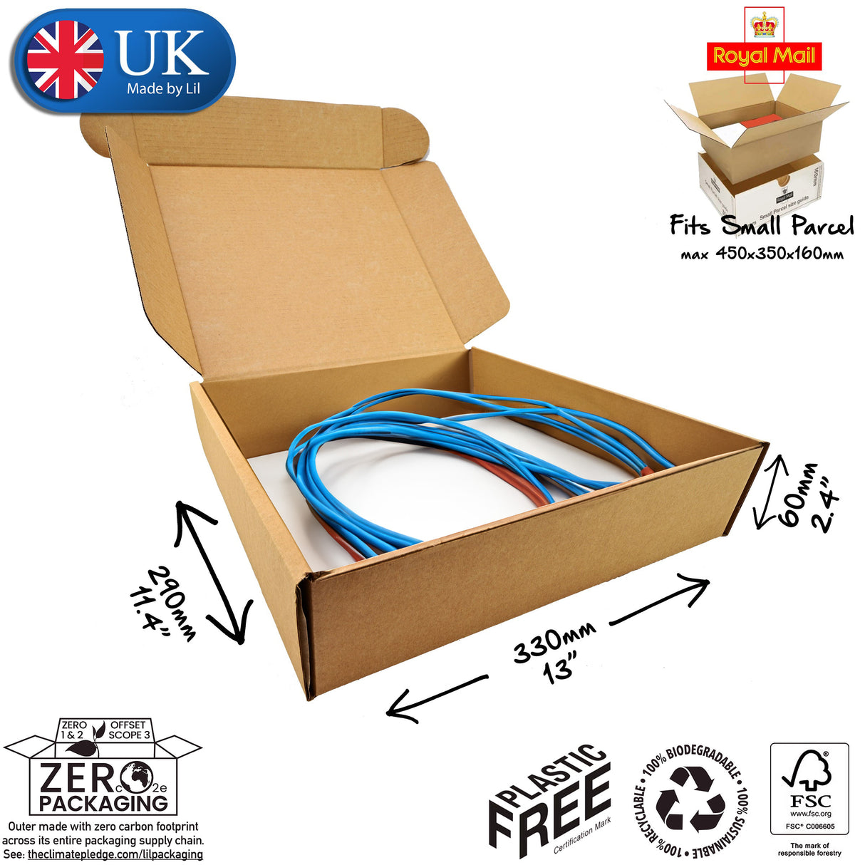 33x29x6cm Cardboard Postal Box for cables