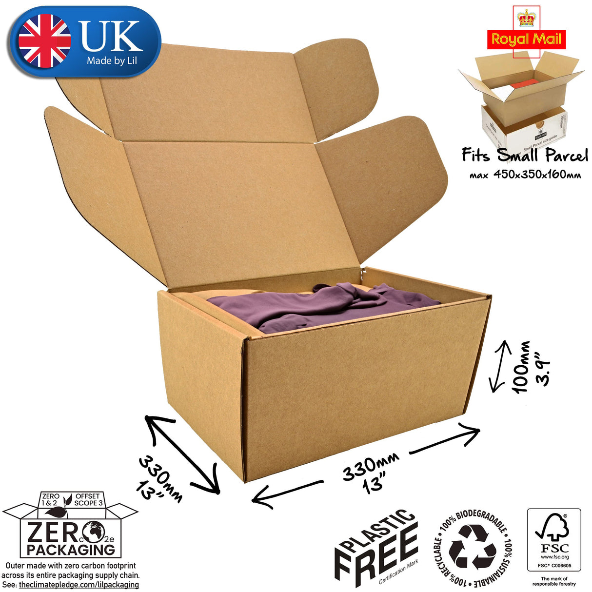 33x33x10cm Cardboard Postal Box for clothes