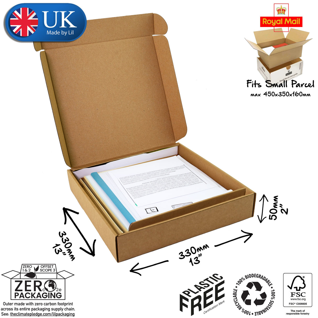 33x33x5cm Cardboard Postal Box for documents