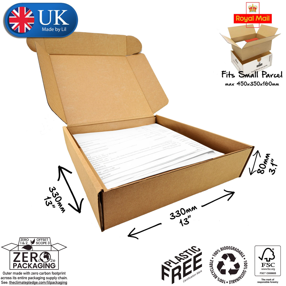 33x33x8cm Cardboard Postal Box for documents