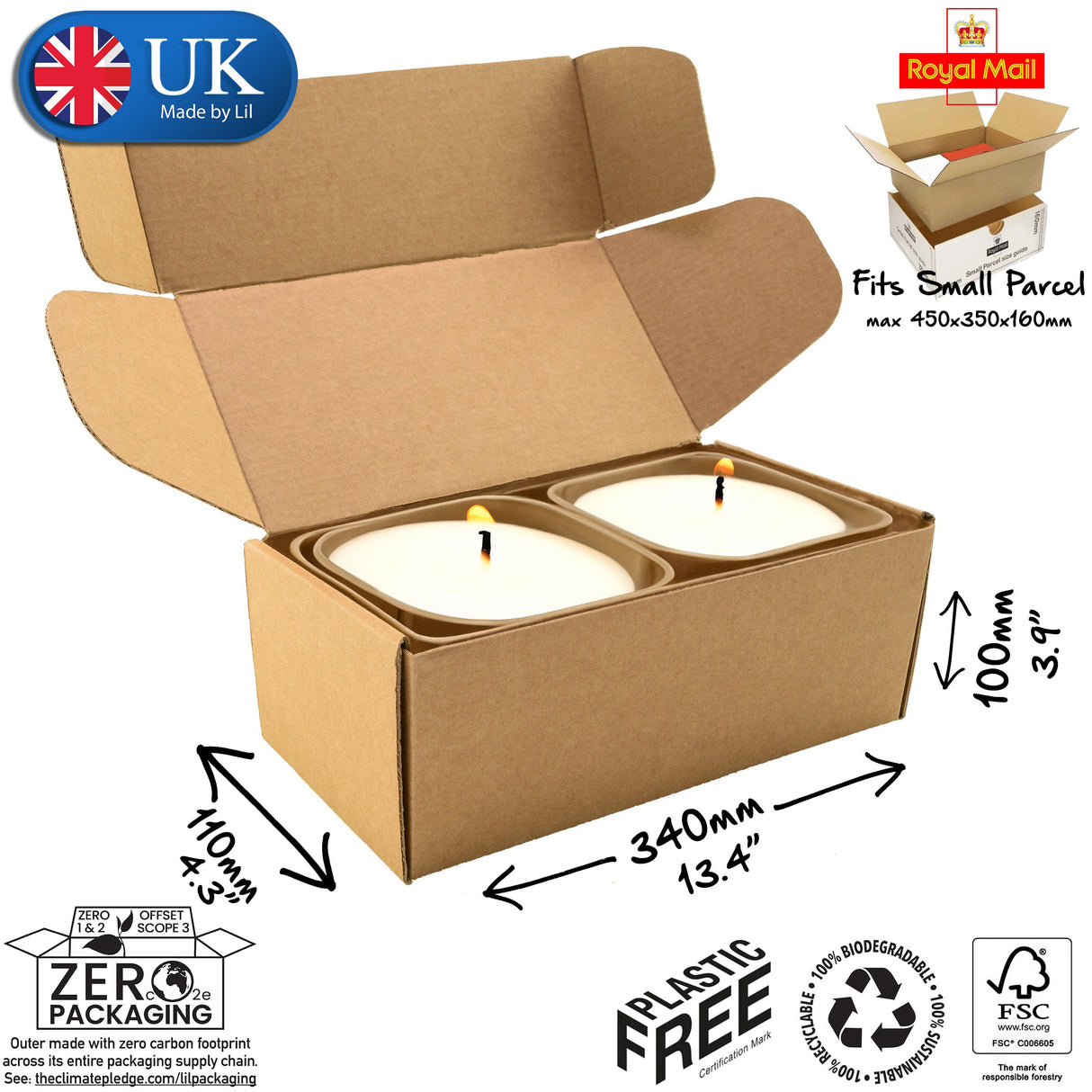 34x11x10cm Cardboard Postal Box for candles