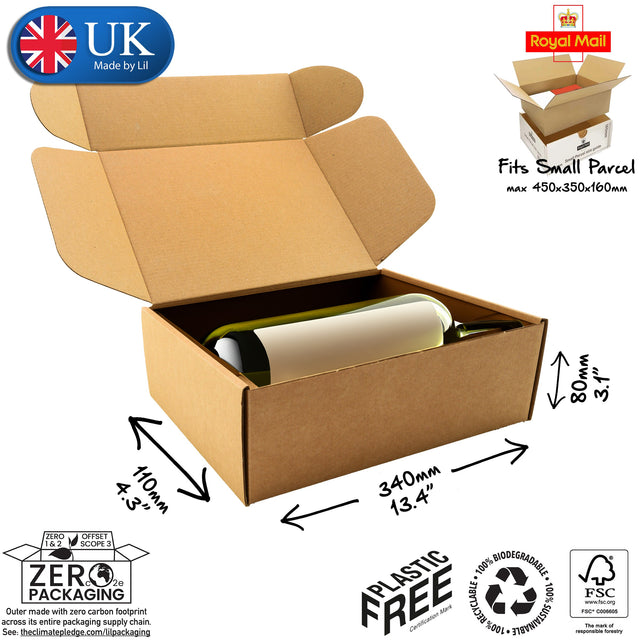 34x11x8cm Cardboard Postal Box for wine