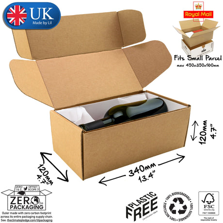 34x12x12cm Cardboard Postal Box for wine