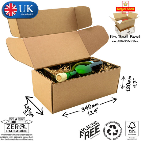 34x13x12cm Cardboard Postal Box for wine