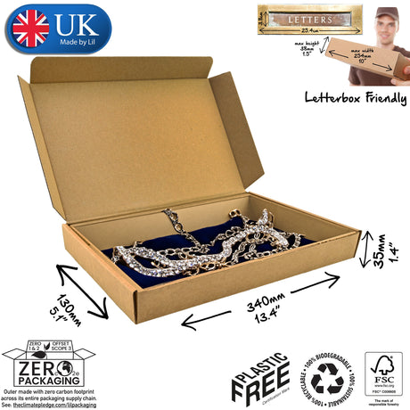34x13x3.5cm Cardboard Postal Box for jewellery