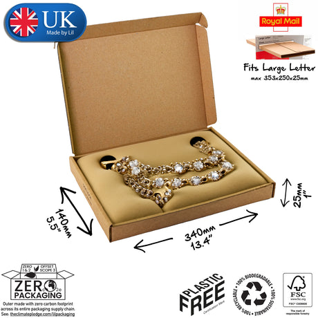 34x14x2.5cm Cardboard Postal Box for jewellery