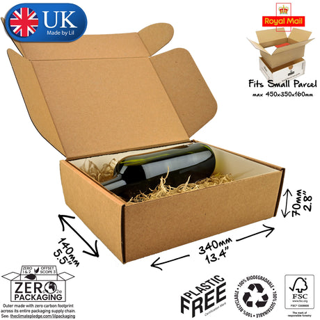 34x14x7cm Cardboard Postal Box for wine