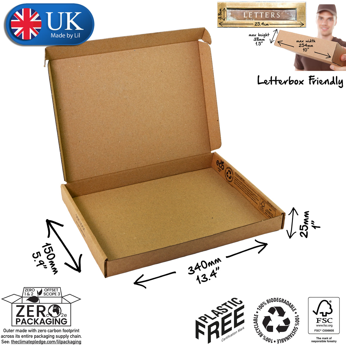 34x15x2.5cm Cardboard Postal Box