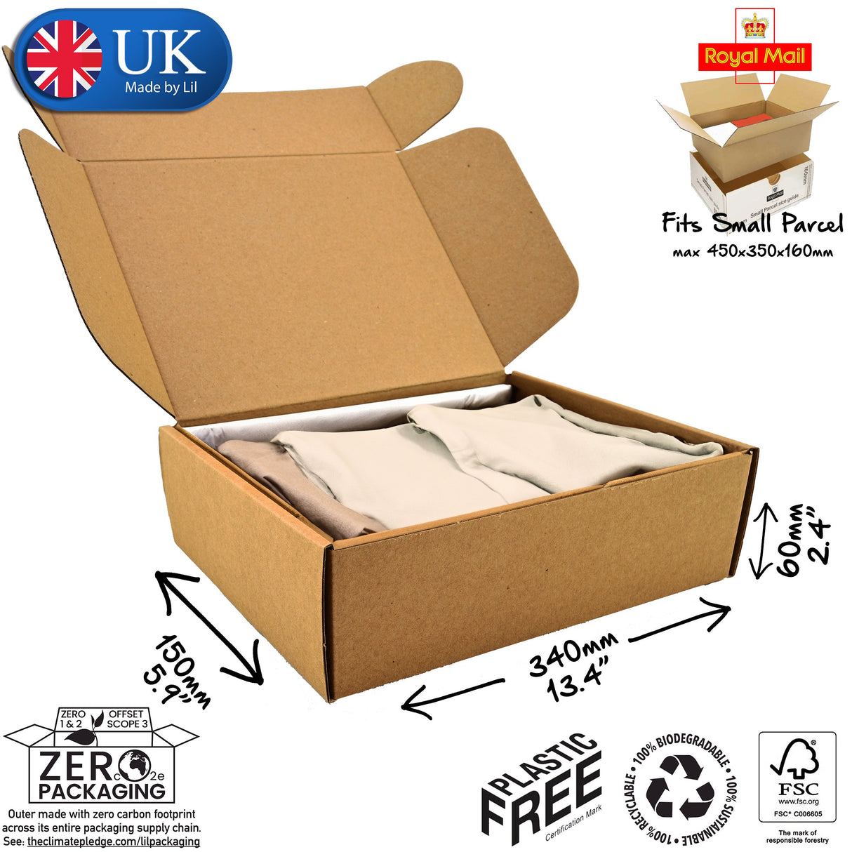 34x15x6cm Cardboard Postal Box for clothes