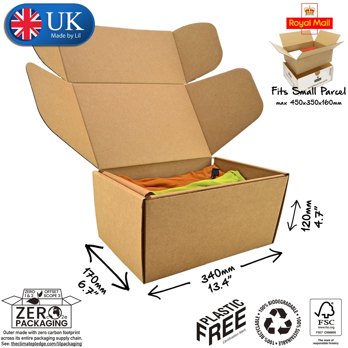 34x17x12cm Cardboard Postal Box for clothes