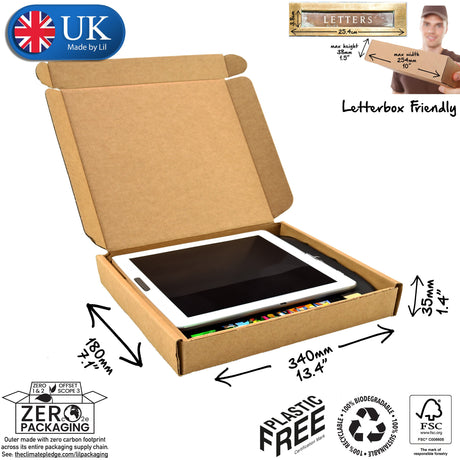 34x18x3.5cm Cardboard Postal Box for tablets