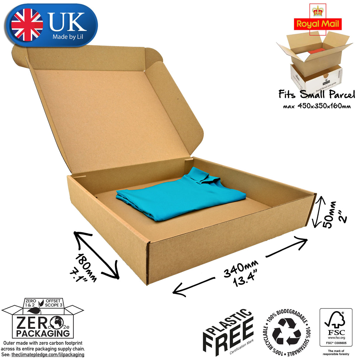 34x18x5cm Cardboard Postal Box for clothes