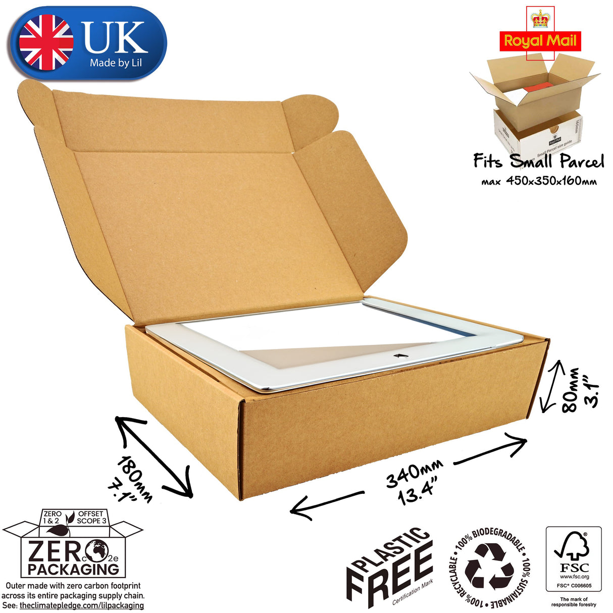 34x18x8cm Cardboard Postal Box for tablets