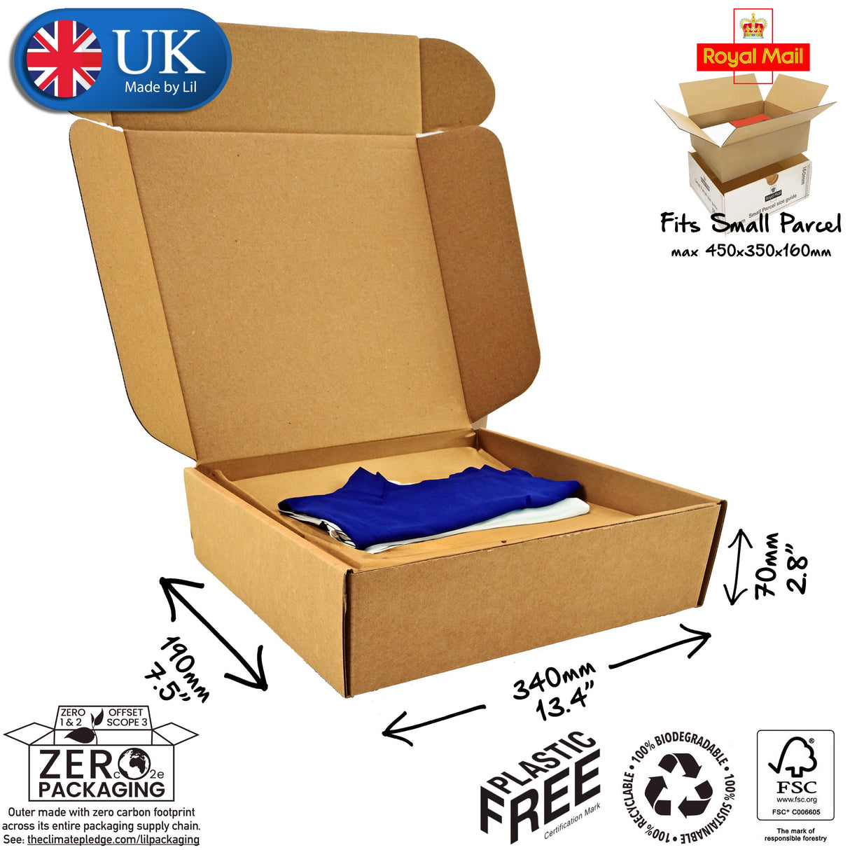 34x19x7cm Cardboard Postal Box for clothes