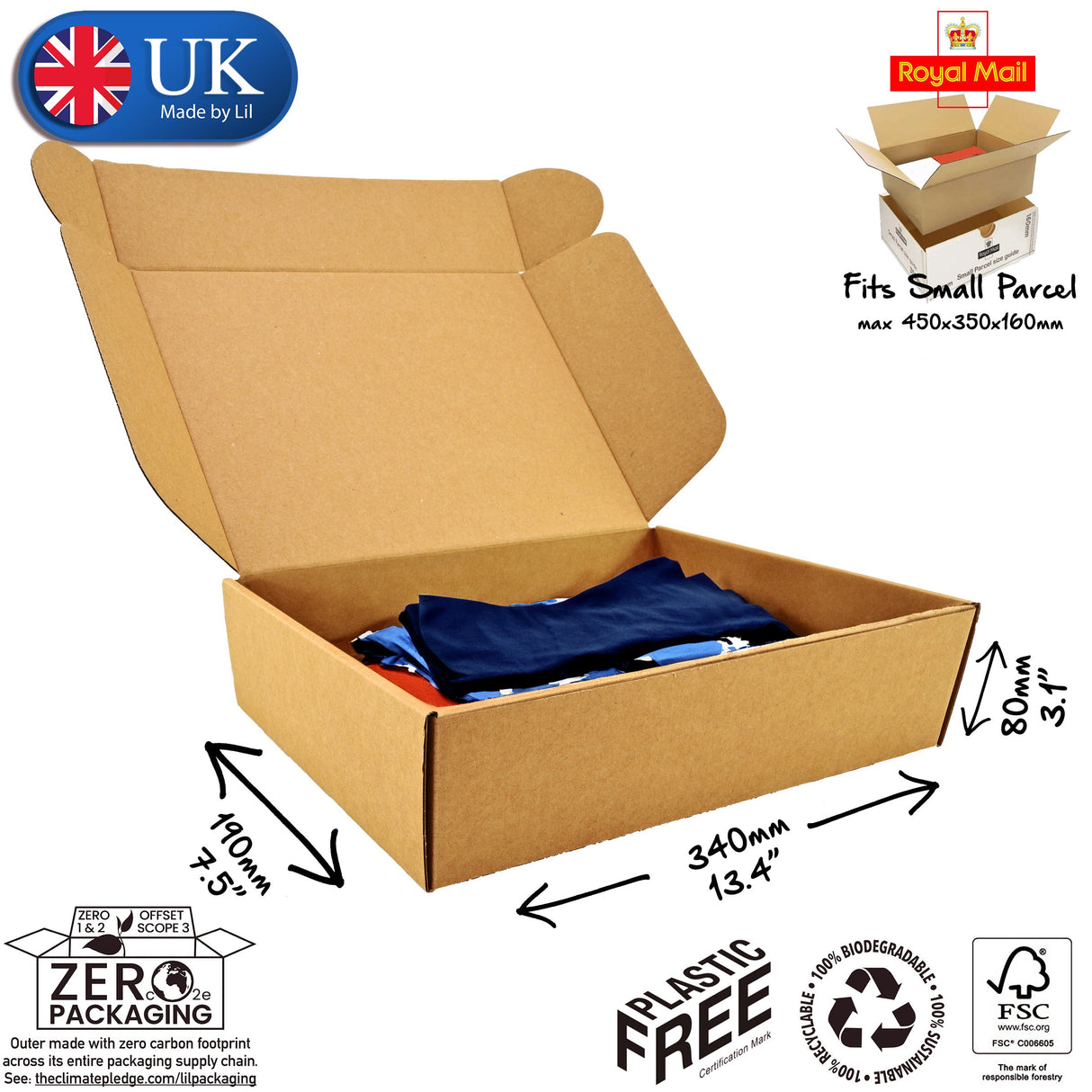 34x19x8cm Cardboard Postal Box for clothes