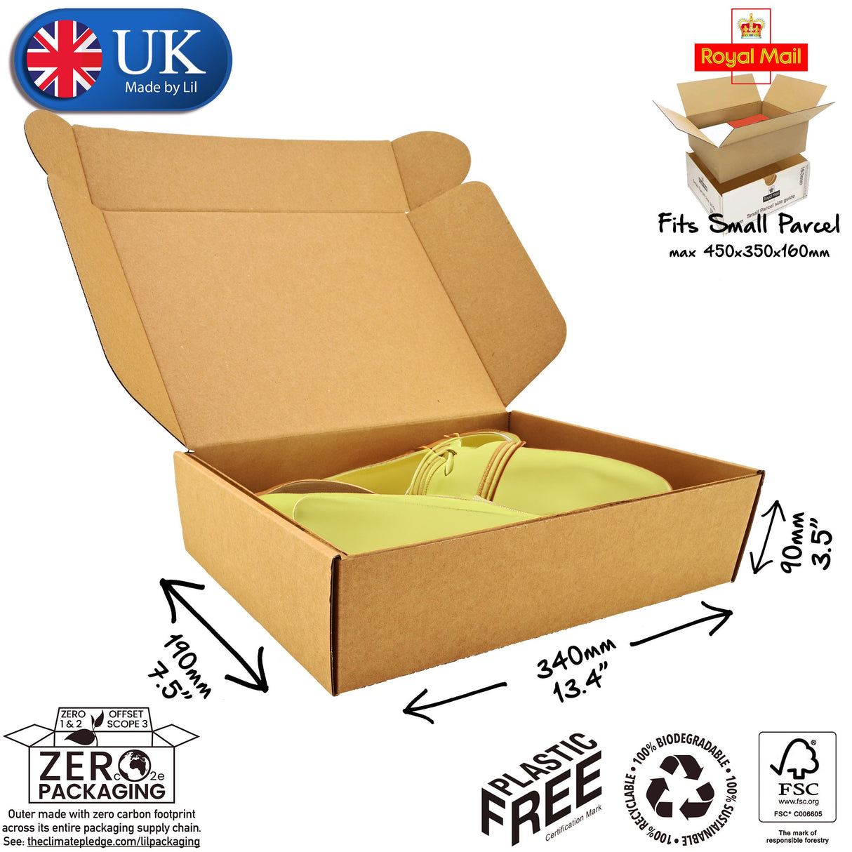 34x19x9cm Cardboard Postal Box for shoes