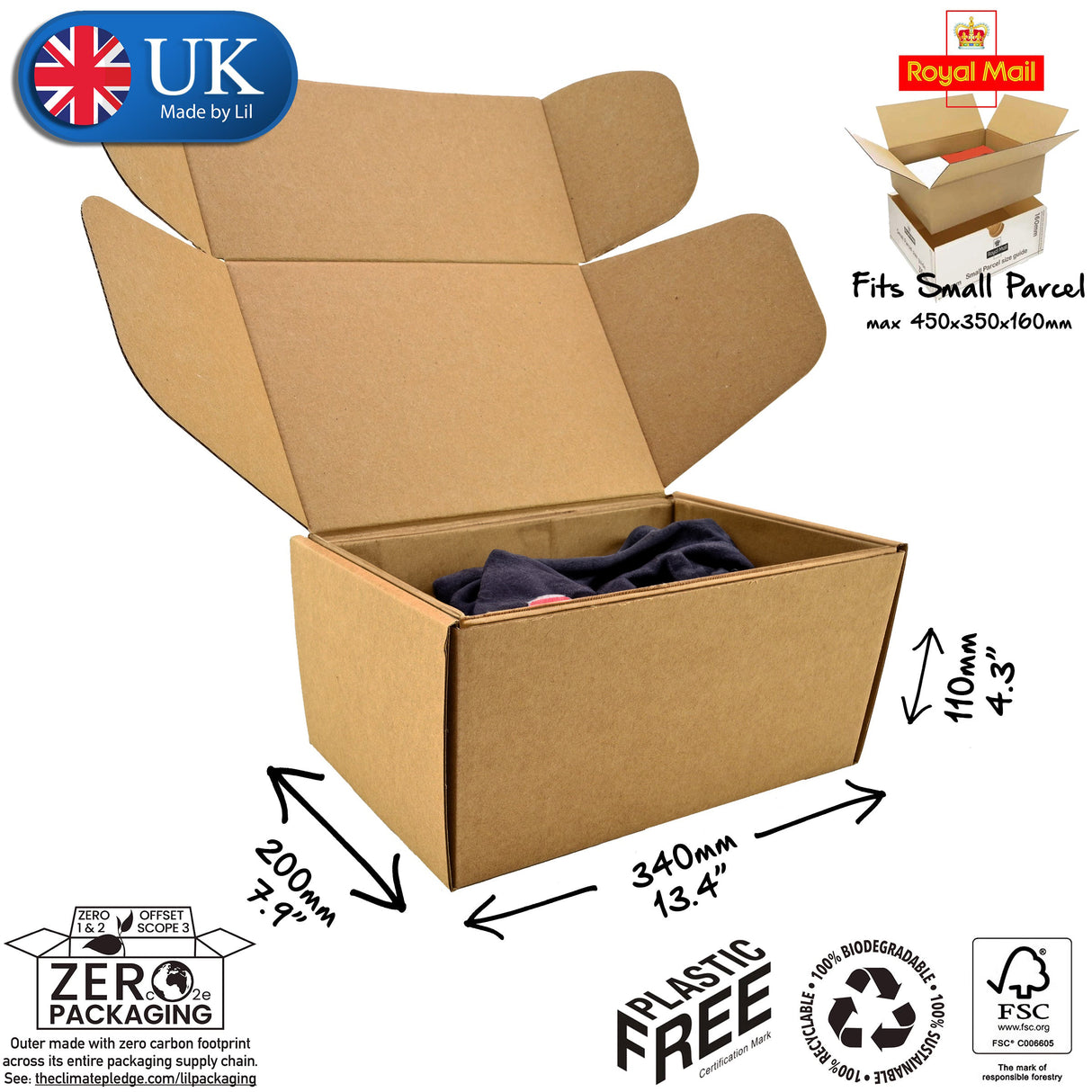 34x20x11cm Cardboard Postal Box for clothes