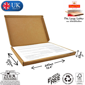 34x20x2.5cm (13x8x1" inches) Cardboard Postal Box for documents
