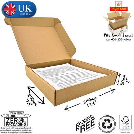 34x20x5cm (13x8x2" inches) Cardboard Postal Box for documents