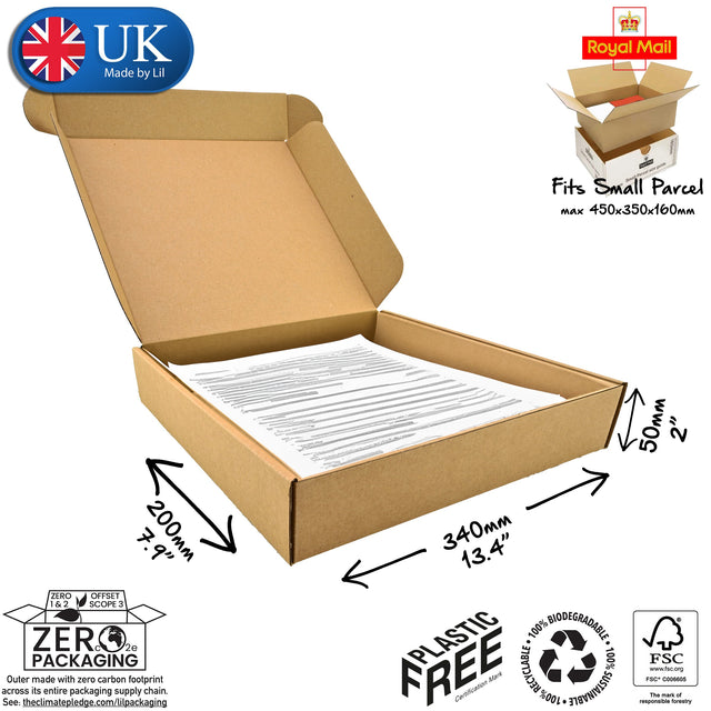 34x20x5cm (13x8x2" inches) Cardboard Postal Box for documents