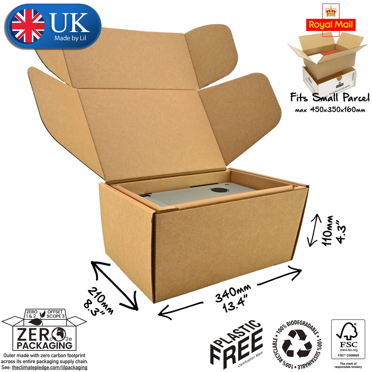 34x21x11cm Cardboard Postal Box for electronics