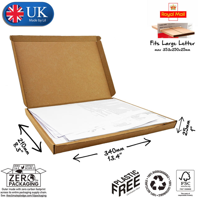 34x21x2.5cm Cardboard Postal Box for documents