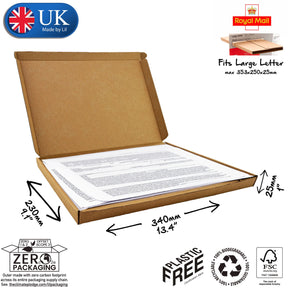 34x23x2.5cm (13x9x1" inches) Cardboard Postal Box for documents