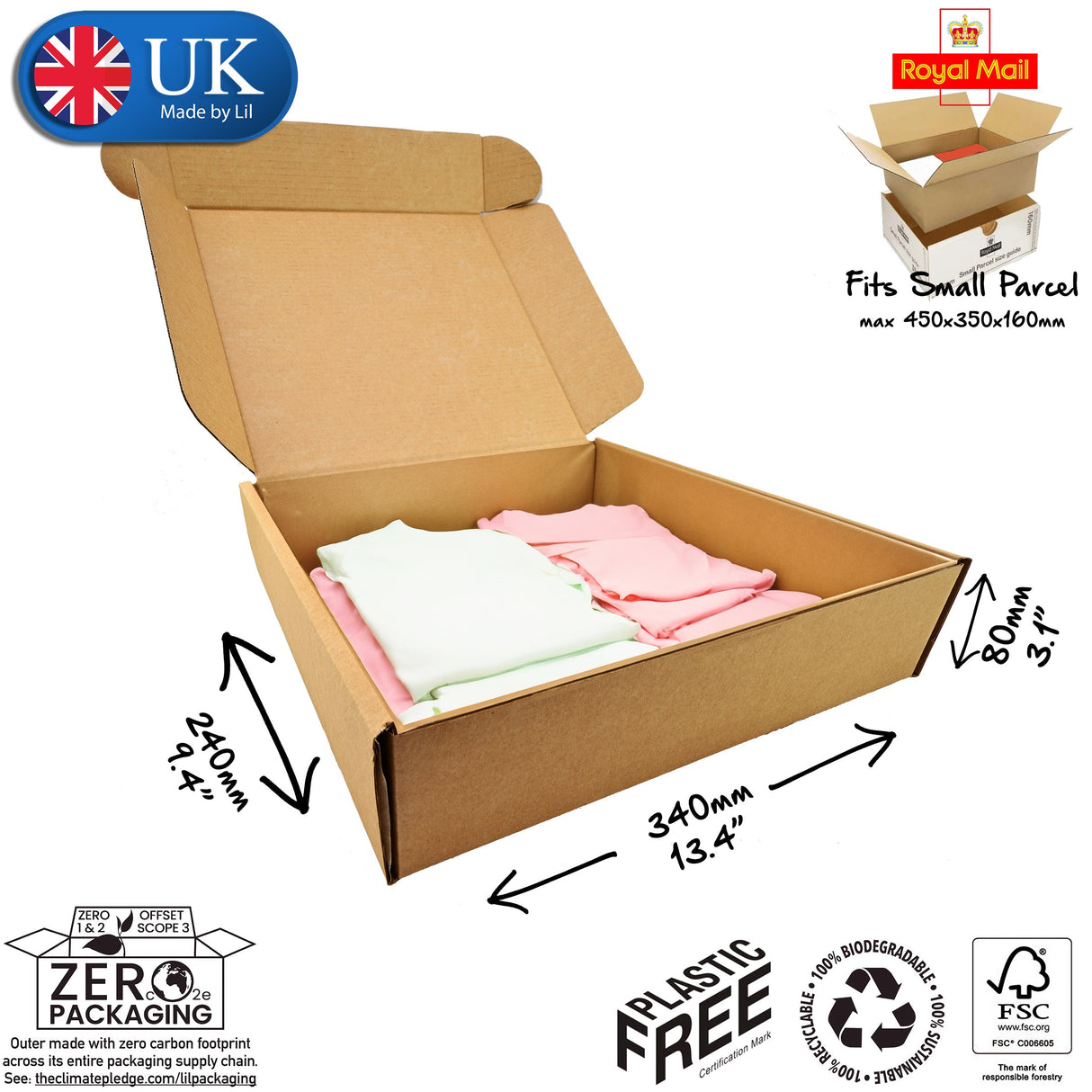 34x24x8cm Cardboard Postal Box for clothes