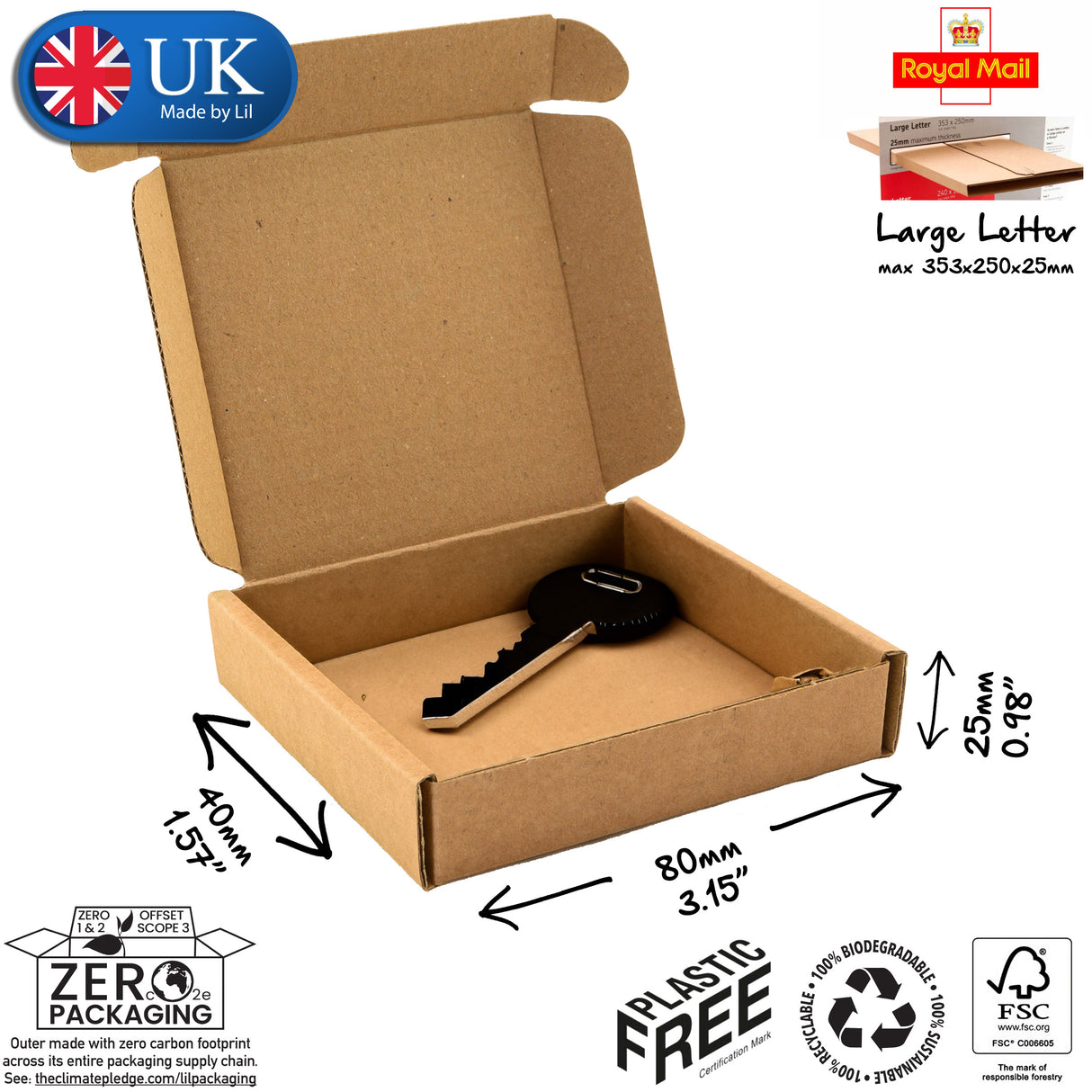 8x4x2.5cm cardboard postal box for keys