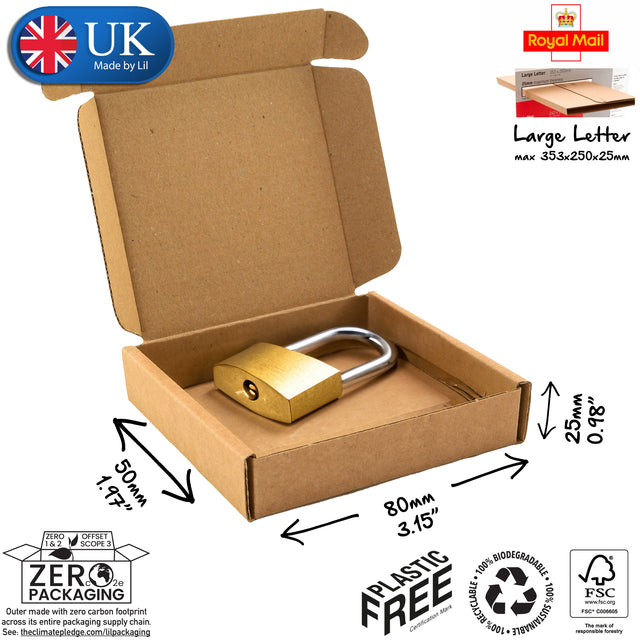 8x5x2.5cm cardboard postal box for padlocks