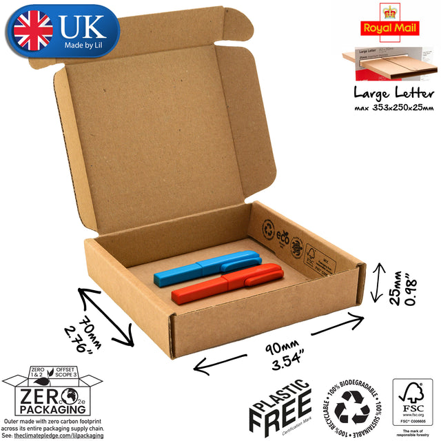 9x7x2.5cm cardboard postal box for stationary