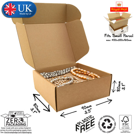 9x8x8cm cardboard postal box for necklaces