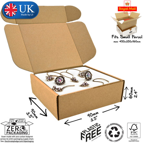 9x9x6cm cardboard postal box for earrings and jewllery