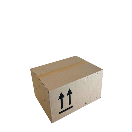 Cardboard box with shipping symbols on a white background