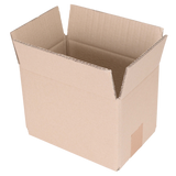 An open brown cardboard box sized 9 x 6 x 6" shown from an elevated angle on a plain white background.