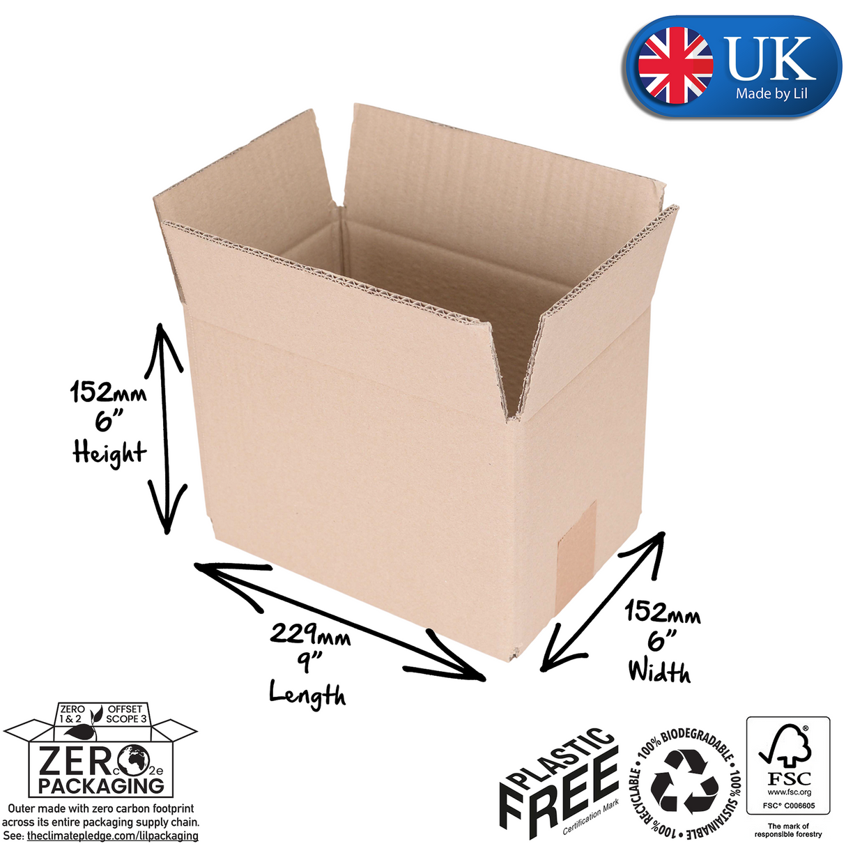 CDW001 Double Wall Cardboard Boxes 229 x 152 x 152mm (9 x 6 x 6")