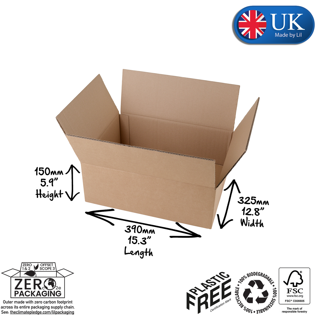 CDW011 Double Wall Cardboard Boxes 390 x 325 x 150mm