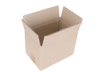 An open brown cardboard box with flaps raised, shown on a plain white background.