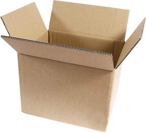 An open brown corrugated cardboard box sized 305 x 229 x 229mm (12 x 9 x 9"), on a plain white background.