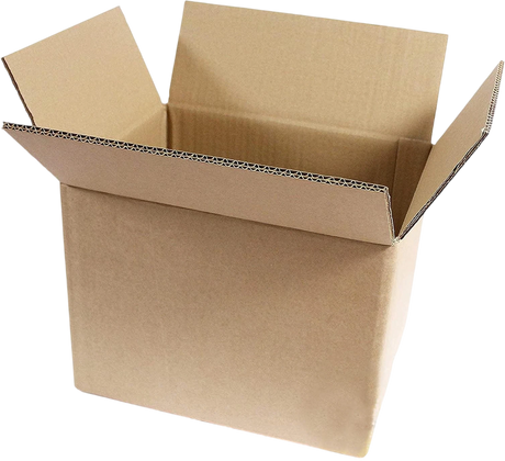 An open brown corrugated cardboard box sized 305 x 229 x 229mm (12 x 9 x 9"), on a plain white background.