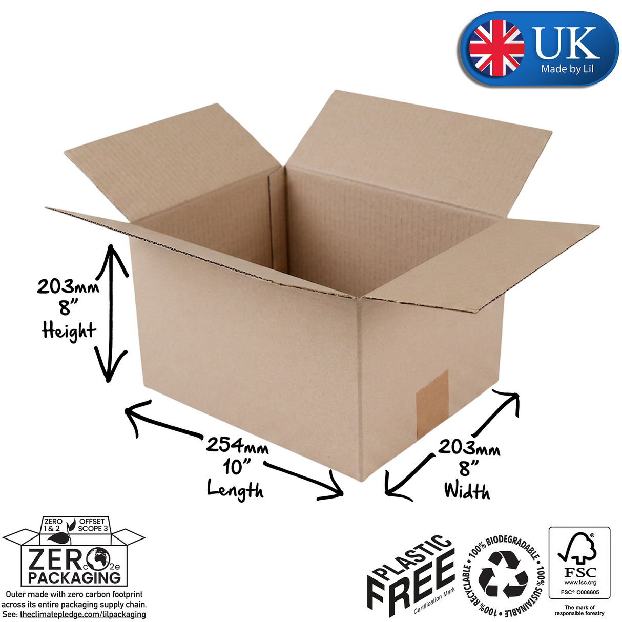 CSW010 Single Wall Cardboard Boxes 254 x 203 x 203mm (10 x 8 x 8")
