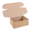 An open brown cardboard shipping box with a hinged lid, shown on a plain white background.
