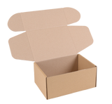 An open brown cardboard shipping box with a hinged lid, shown on a plain white background.