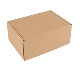 A plain brown cardboard box shown at an angle on a solid white background.