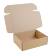 An empty brown cardboard shipping box with its lid open, shown on a solid white background.